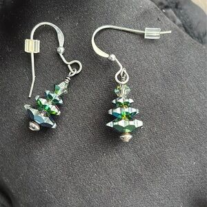 Swarovski crystal Christmas tree earrings